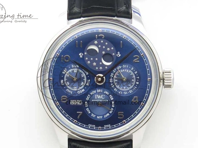 MIROTIME 0228 Portugieser Perpetual Calendar IW503401 V9F 1:1 Best Edition Blue Dial on Black Leather Strap A Contemporary 7114